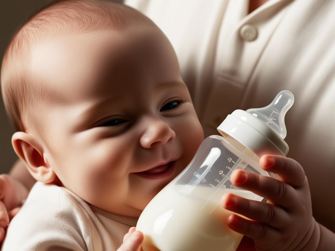 em bé đang ngậm bình sữa, phiên bản chân thật