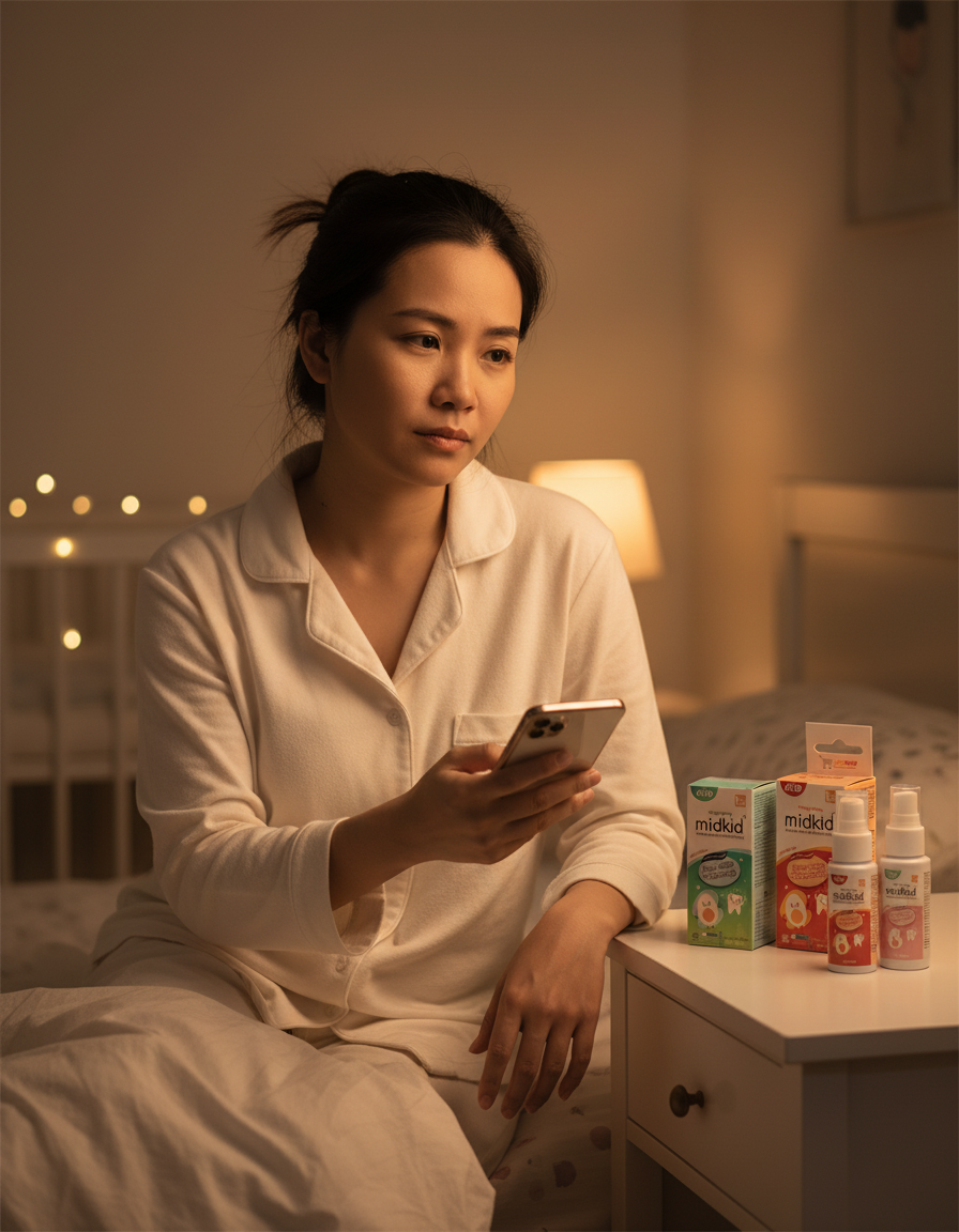 Mẹ Việt nửa đêm tìm review xịt chống sâu răng cho bé phù hợp